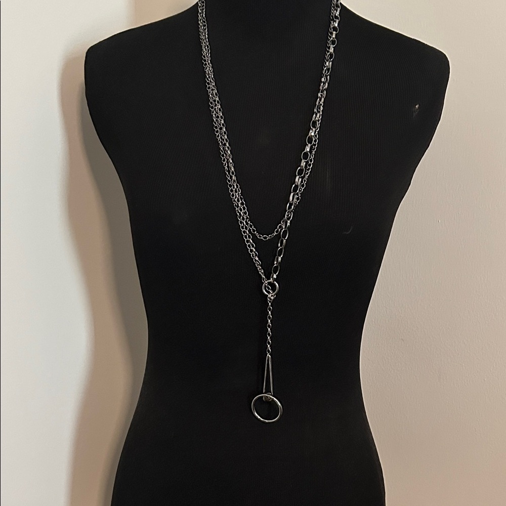 Gunmetal Silver Chain Necklace NWOT